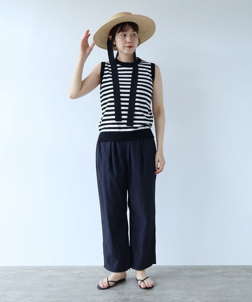 yuni(ユニ )の「ガス強撚コットンニット ノースリプルオーバー(ニット/セーター・レディース・その他/ホワイト/レッド/ネイビー・FREE)」の13枚目の写真