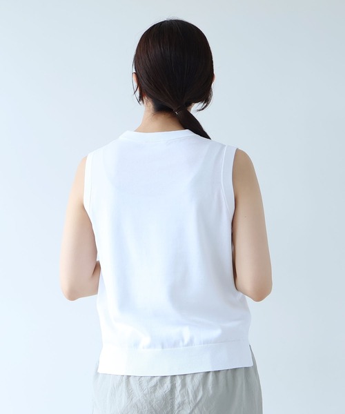 yuni(ユニ )の「ガス強撚コットンニット ノースリプルオーバー(ニット/セーター・レディース・その他/ホワイト/レッド/ネイビー・FREE)」の18枚目の写真