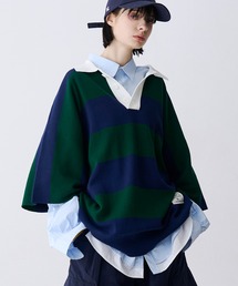 SeeSew（シーソー）の「【UNISEX】OVER RUGGER KNIT POLO/オーバーラガーニットポロシャツ（ポロシャツ）」