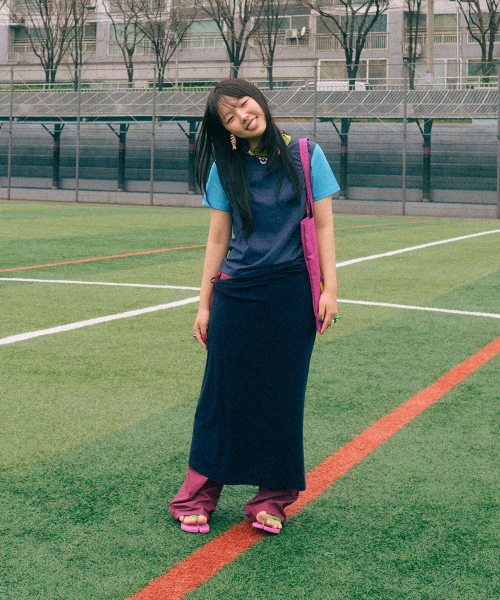 NICE GHOST CLUB(ナイスゴーストクラブ)の「X JIMMIZO COLOR BLOCK TEE_NAVY(NG2GMFT502B)(Tシャツ/カットソー・レディース・ネイビー・F)」の3枚目の写真