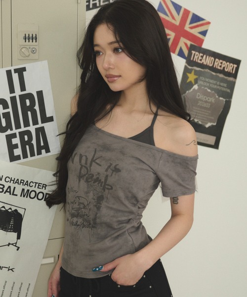 dispark(ディスパーク)の「DISPARK/UNKISレイヤードT(Tシャツ/カットソー・レディース・チャコールグレー/ホワイト・FREE)」の9枚目の写真
