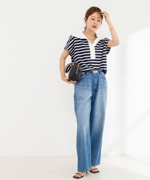 NOLLEY’S(ノーリーズ)の「【BECシリーズ】ウォッシャブルオープンカラーボーダーコクーンT(Tシャツ/カットソー・レディース・ブルー系その他3/ベージュ系その他3/ブルー系その他7・38)」の6枚目の写真
