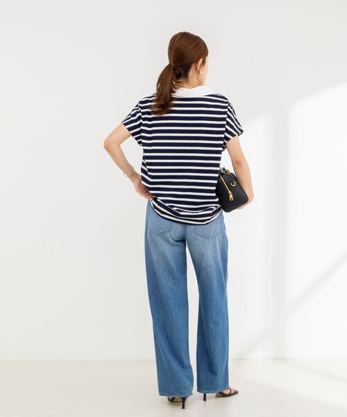 NOLLEY’S(ノーリーズ)の「【BECシリーズ】ウォッシャブルオープンカラーボーダーコクーンT(Tシャツ/カットソー・レディース・ブルー系その他3/ベージュ系その他3/ブルー系その他7・38)」の8枚目の写真