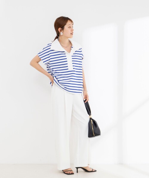 NOLLEY’S(ノーリーズ)の「【BECシリーズ】ウォッシャブルオープンカラーボーダーコクーンT(Tシャツ/カットソー・レディース・ブルー系その他3/ベージュ系その他3/ブルー系その他7・38)」の13枚目の写真