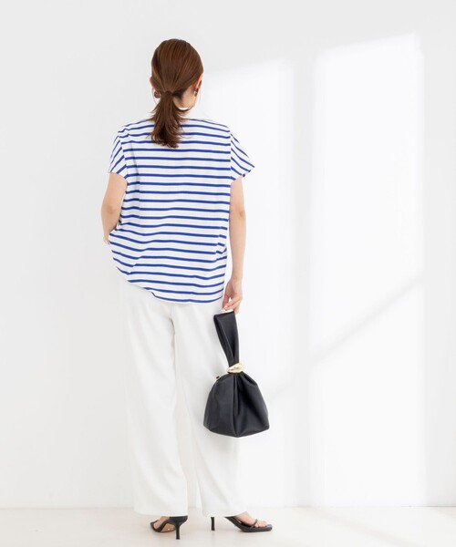 NOLLEY’S(ノーリーズ)の「【BECシリーズ】ウォッシャブルオープンカラーボーダーコクーンT(Tシャツ/カットソー・レディース・ブルー系その他3/ベージュ系その他3/ブルー系その他7・38)」の14枚目の写真