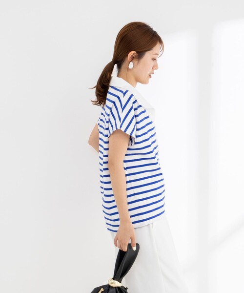 NOLLEY’S(ノーリーズ)の「【BECシリーズ】ウォッシャブルオープンカラーボーダーコクーンT(Tシャツ/カットソー・レディース・ブルー系その他3/ベージュ系その他3/ブルー系その他7・38)」の16枚目の写真