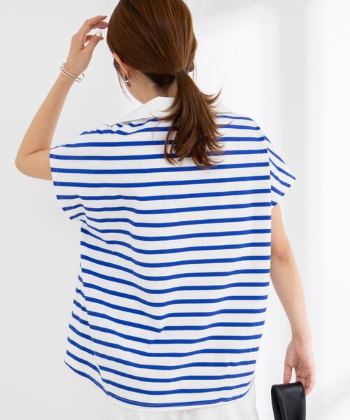 NOLLEY’S(ノーリーズ)の「【BECシリーズ】ウォッシャブルオープンカラーボーダーコクーンT(Tシャツ/カットソー・レディース・ブルー系その他3/ベージュ系その他3/ブルー系その他7・38)」の17枚目の写真