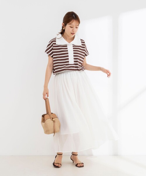 NOLLEY’S(ノーリーズ)の「【BECシリーズ】ウォッシャブルオープンカラーボーダーコクーンT(Tシャツ/カットソー・レディース・ブルー系その他3/ベージュ系その他3/ブルー系その他7・38)」の21枚目の写真