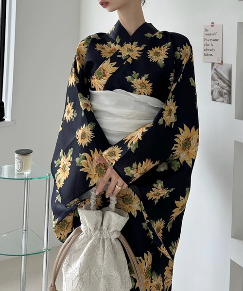 着付けいらずのひまわり柄セパレート浴衣 3点セット（浴衣）｜TREOVER