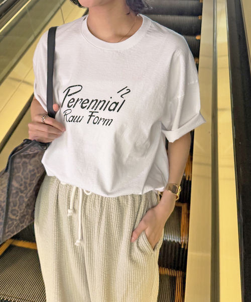 TICCA(ティッカ)の「別注【TICCA / ティッカ】Perennial TEE(Tシャツ/カットソー・レディース・ブラウン/ホワイト・FREE)」の1枚目の写真