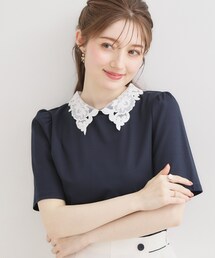 couture brooch | 【UVカット・接触冷感・洗える】襟レース トップス(Tシャツ/カットソー)