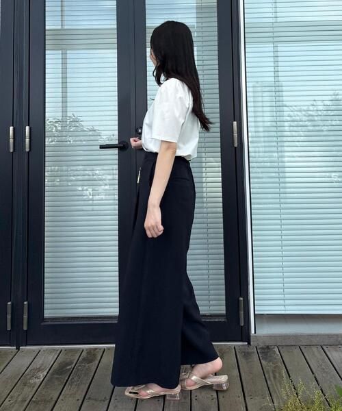 couture brooch(クチュールブローチ)の「【UVカット・接触冷感・洗える】襟レース トップス(Tシャツ/カットソー・レディース・ブラック/オフホワイト/ネイビー系4・42/40/38/36)」の6枚目の写真