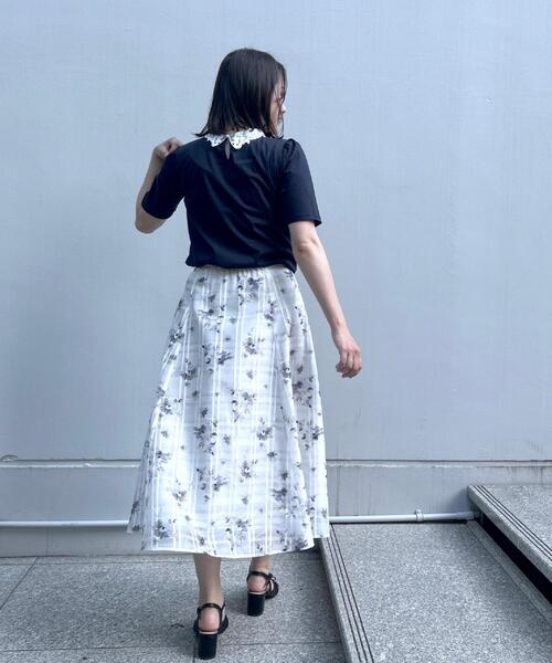 couture brooch(クチュールブローチ)の「【UVカット・接触冷感・洗える】襟レース トップス(Tシャツ/カットソー・レディース・ブラック/オフホワイト/ネイビー系4・42/40/38/36)」の15枚目の写真
