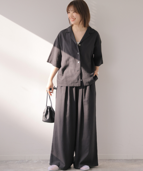 JOURNAL STANDARD relume(ジャーナルスタンダード レリューム)の「ラミーレーヨンワイドイージーパンツ(その他パンツ・レディース・ブラック/ブラウン・38/36)」の9枚目の写真