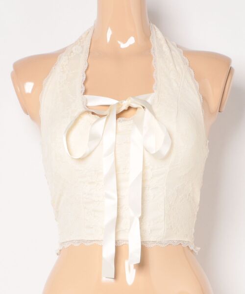 Lace Ladies(レースレディース)の「レース リボン ホルター カップ付き キャミソール(キャミソール・レディース・アイボリー/ブラック/ホワイト・FREE)」の16枚目の写真