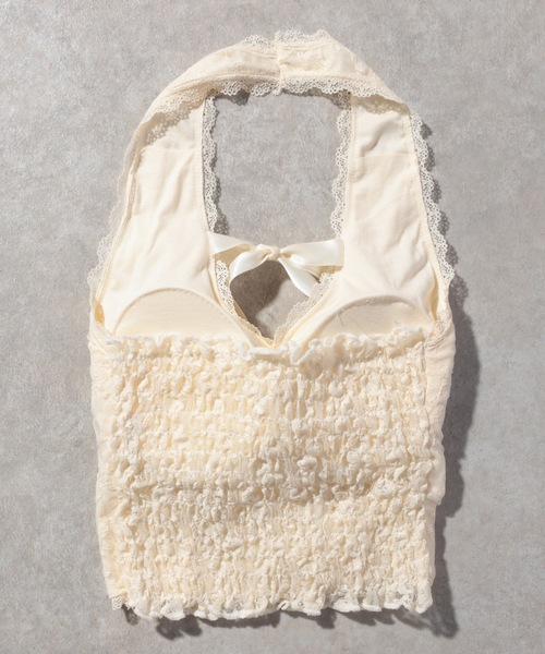 Lace Ladies(レースレディース)の「レース リボン ホルター カップ付き キャミソール(キャミソール・レディース・アイボリー/ブラック/ホワイト・FREE)」の13枚目の写真
