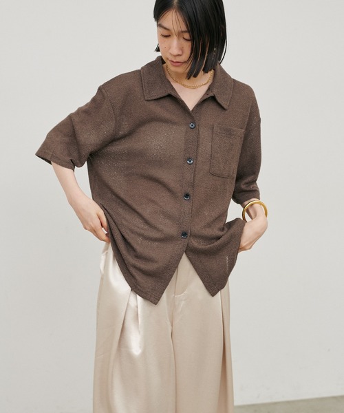 LARUTA(ラルータ)の「【LARUTA】ニットソー半袖シャツ(ニット/セーター・レディース・ブラウン/ブラック/アイボリー・FREE)」の7枚目の写真