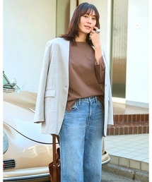 バルキーリネンタッチ・Vノーカラージャケット