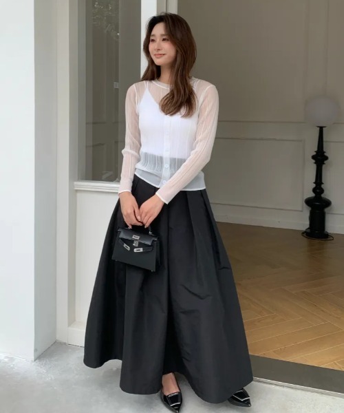 BIRTHDAY BASH（バースデイバッシュ）の「BB SHEER RIB CARDIGAN（BBシアーリブカーディガン）（カーディガン/ボレロ・レディース・グリーン/ホワイト・S/M）」の20枚目の写真