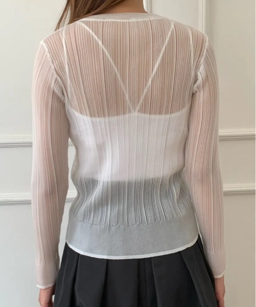 BIRTHDAY BASH（バースデイバッシュ）の「BB SHEER RIB CARDIGAN（BBシアーリブカーディガン）（カーディガン/ボレロ・レディース・グリーン/ホワイト・S/M）」の9枚目の写真