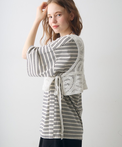 Crisp(クリスプ)の「side ribbon crochet vest / サイドリボンクロシェベスト(ベスト・レディース・ホワイト/ナチュラル・FREE)」の7枚目の写真