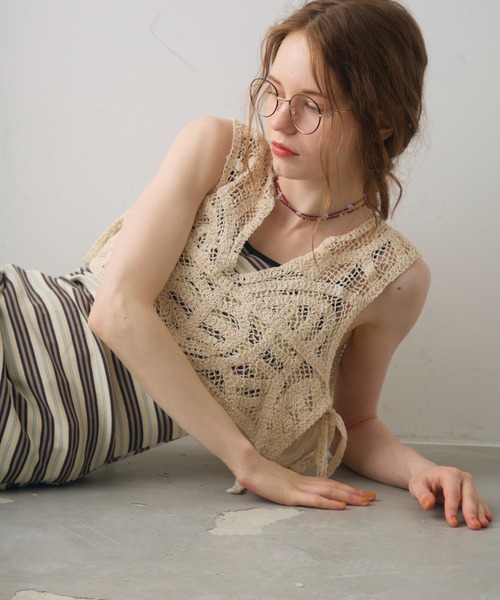 Crisp(クリスプ)の「side ribbon crochet vest / サイドリボンクロシェベスト(ベスト・レディース・ホワイト/ナチュラル・FREE)」の17枚目の写真