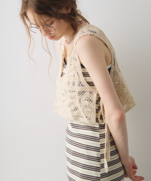 Crisp(クリスプ)の「side ribbon crochet vest / サイドリボンクロシェベスト(ベスト・レディース・ホワイト/ナチュラル・FREE)」の13枚目の写真