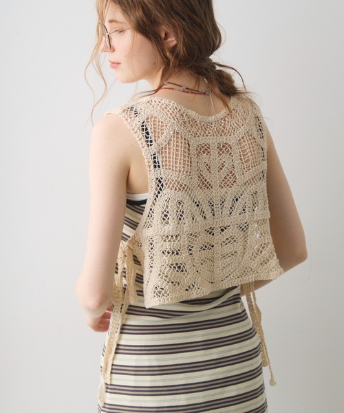 Crisp(クリスプ)の「side ribbon crochet vest / サイドリボンクロシェベスト(ベスト・レディース・ホワイト/ナチュラル・FREE)」の15枚目の写真