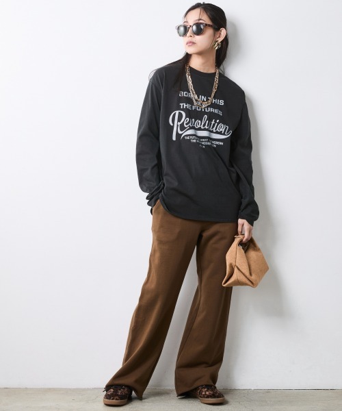 CHIC STYLE(シックスタイル)の「ロングスリーブロゴプリントTシャツ<大きいサイズ有>シックスタイル(Tシャツ/カットソー・レディース・スミクロ/オフホワイト・5L/4L/3L/LL/L/M)」の11枚目の写真