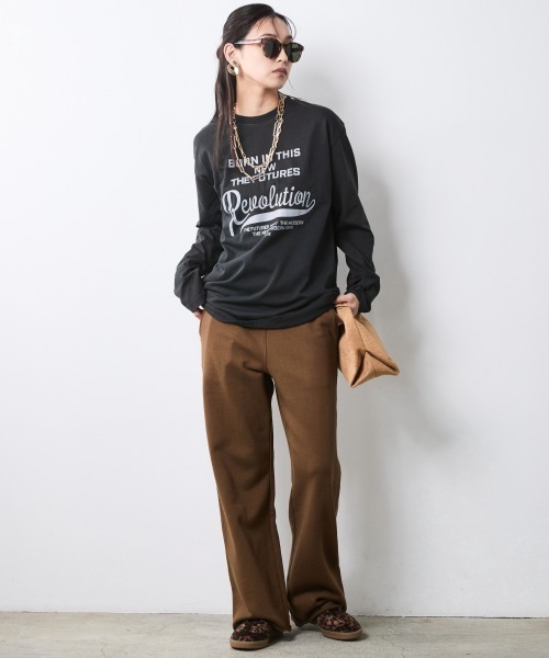 CHIC STYLE(シックスタイル)の「ロングスリーブロゴプリントTシャツ<大きいサイズ有>シックスタイル(Tシャツ/カットソー・レディース・スミクロ/オフホワイト・5L/4L/3L/LL/L/M)」の14枚目の写真