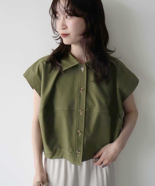 earth music&ecology(アースミュージックアンドエコロジー)の「コクーンフォルムシャツ(シャツ/ブラウス・レディース・ベージュ/カーキ/ブラウン・FREE)」の3枚目の写真