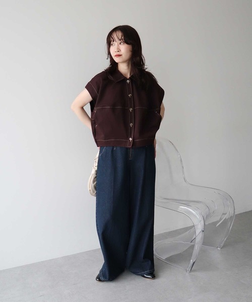 earth music&ecology(アースミュージックアンドエコロジー)の「コクーンフォルムシャツ(シャツ/ブラウス・レディース・ベージュ/カーキ/ブラウン・FREE)」の21枚目の写真