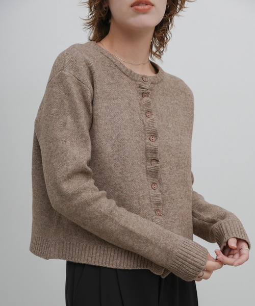 select MOCA(セレクトモカ)の「メランジニットフリルカーディガン(カーディガン/ボレロ・レディース・チャコールグレー/グレー/グレイッシュベージュ・FREE)」の12枚目の写真