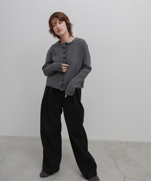 select MOCA(セレクトモカ)の「メランジニットフリルカーディガン(カーディガン/ボレロ・レディース・チャコールグレー/グレー/グレイッシュベージュ・FREE)」の20枚目の写真