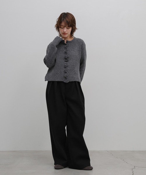 select MOCA(セレクトモカ)の「メランジニットフリルカーディガン(カーディガン/ボレロ・レディース・チャコールグレー/グレー/グレイッシュベージュ・FREE)」の21枚目の写真