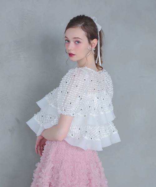 MERAKI(メラキ)の「シアージャガード2段フリルトップス(その他トップス・レディース・ホワイト/ブラック/ブルー/イエロー・FREE)」の16枚目の写真