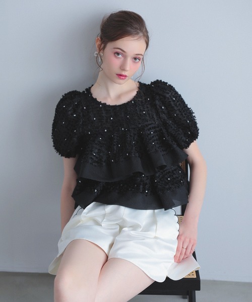 MERAKI(メラキ)の「シアージャガード2段フリルトップス(その他トップス・レディース・ホワイト/ブラック/ブルー/イエロー・FREE)」の17枚目の写真