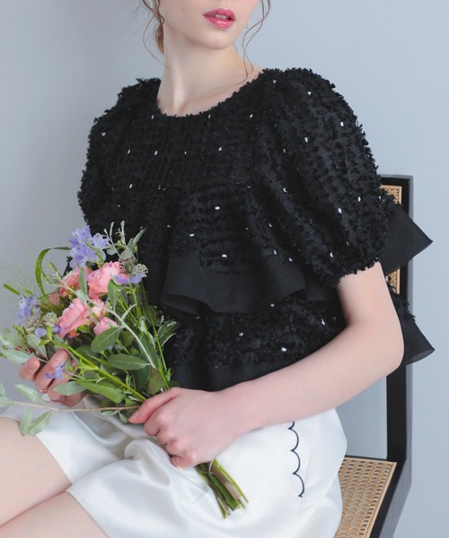 MERAKI(メラキ)の「シアージャガード2段フリルトップス(その他トップス・レディース・ホワイト/ブラック/ブルー/イエロー・FREE)」の18枚目の写真