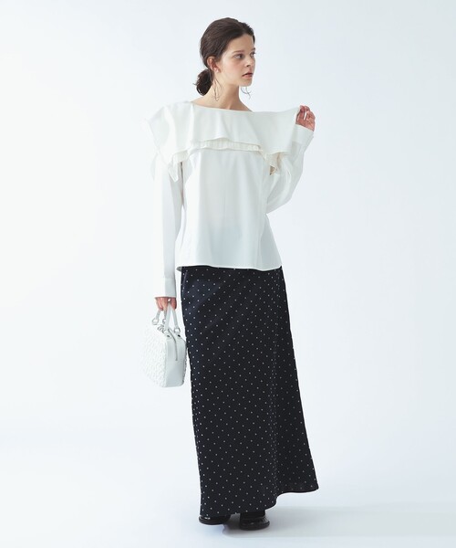 Ray BEAMS(レイビームス)の「スクエア ケープカラー ブラウス(シャツ/ブラウス・レディース・ライトグレー/ホワイト・ONE SIZE)」の3枚目の写真
