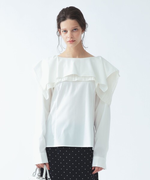 Ray BEAMS(レイビームス)の「スクエア ケープカラー ブラウス(シャツ/ブラウス・レディース・ライトグレー/ホワイト・ONE SIZE)」の6枚目の写真