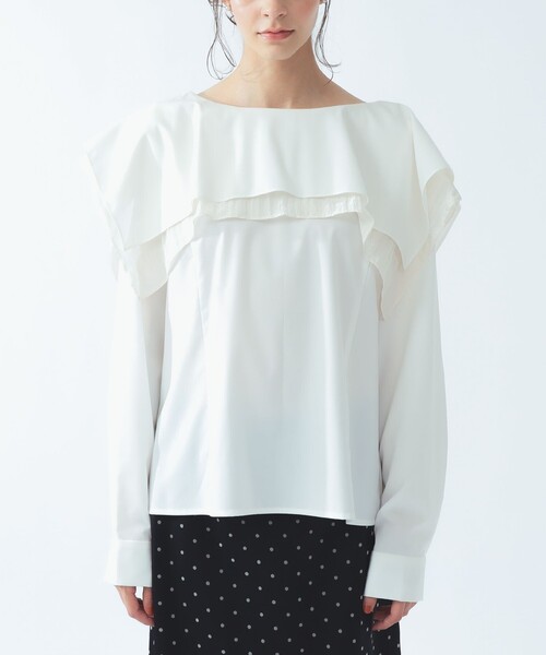 Ray BEAMS(レイビームス)の「スクエア ケープカラー ブラウス(シャツ/ブラウス・レディース・ライトグレー/ホワイト・ONE SIZE)」の12枚目の写真