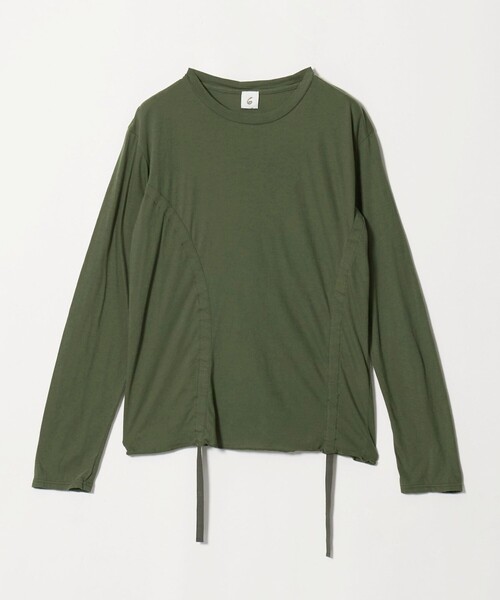6(ロク)の「<6(ROKU)>ハイゲージ コットン ドローストリング ロングスリーブ 26 FW(Tシャツ/カットソー・レディース・オリーブ/ダークグレー・FREE)」の3枚目の写真