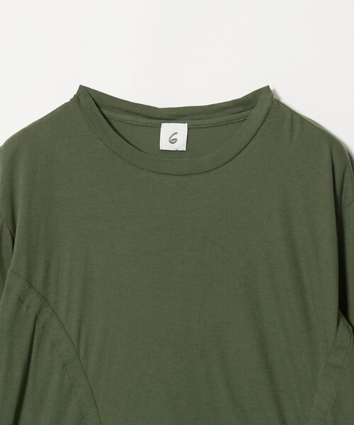 6(ロク)の「<6(ROKU)>ハイゲージ コットン ドローストリング ロングスリーブ 26 FW(Tシャツ/カットソー・レディース・オリーブ/ダークグレー・FREE)」の5枚目の写真