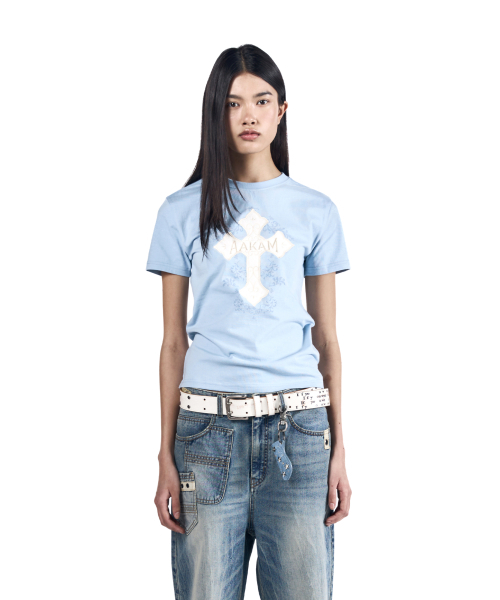 AAKAM(アーカム)の「AKM CROS2 Half Top (Sky Blue)(Tシャツ/カットソー・レディース・その他・1/2/3)」の3枚目の写真