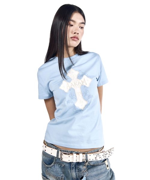 AAKAM(アーカム)の「AKM CROS2 Half Top (Sky Blue)(Tシャツ/カットソー・レディース・その他・1/2/3)」の4枚目の写真
