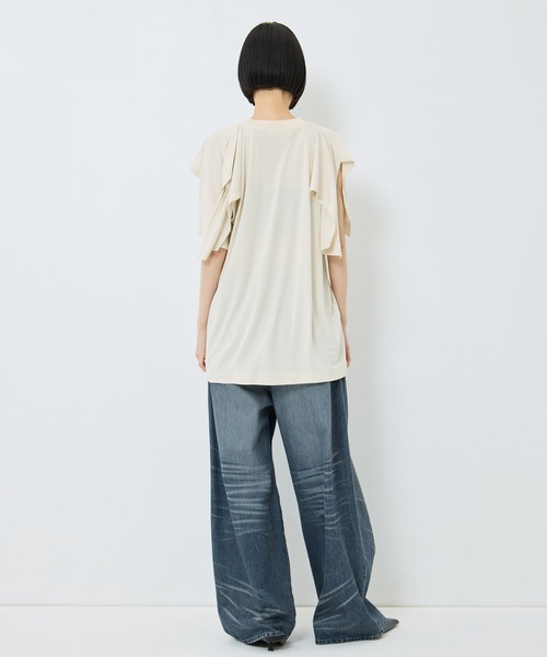 TOGA PULLA（トーガ　プルラ）の「【TOGA PULLA/トーガプルラ】High twist smooth jersey tops/ハイツイストスムースジャージートップス（シャツ/ブラウス・レディース・ホワイト/ブラック・36）」の7枚目の写真