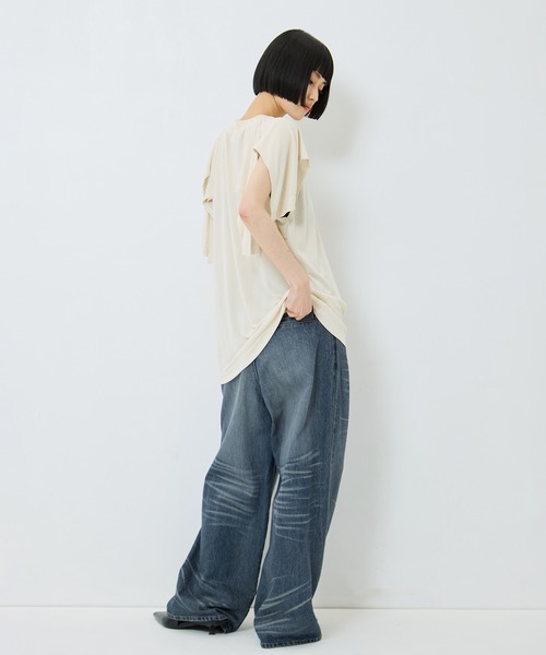 TOGA PULLA（トーガ　プルラ）の「【TOGA PULLA/トーガプルラ】High twist smooth jersey tops/ハイツイストスムースジャージートップス（シャツ/ブラウス・レディース・ホワイト/ブラック・36）」の6枚目の写真