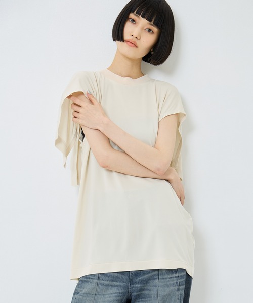 TOGA PULLA（トーガ　プルラ）の「【TOGA PULLA/トーガプルラ】High twist smooth jersey tops/ハイツイストスムースジャージートップス（シャツ/ブラウス・レディース・ホワイト/ブラック・36）」の8枚目の写真