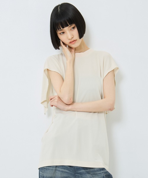 TOGA PULLA（トーガ　プルラ）の「【TOGA PULLA/トーガプルラ】High twist smooth jersey tops/ハイツイストスムースジャージートップス（シャツ/ブラウス・レディース・ホワイト/ブラック・36）」の9枚目の写真
