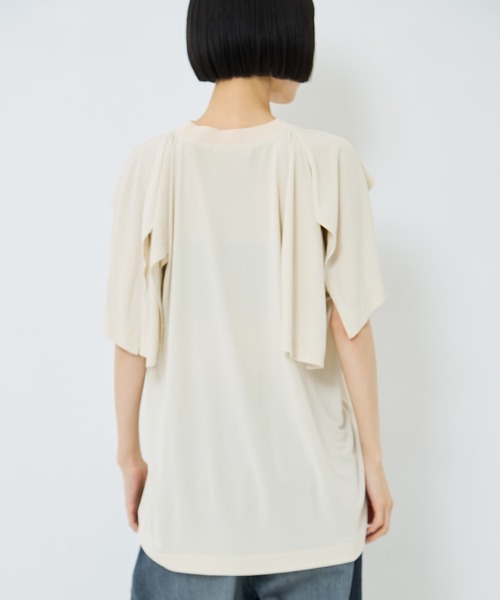 TOGA PULLA（トーガ　プルラ）の「【TOGA PULLA/トーガプルラ】High twist smooth jersey tops/ハイツイストスムースジャージートップス（シャツ/ブラウス・レディース・ホワイト/ブラック・36）」の10枚目の写真